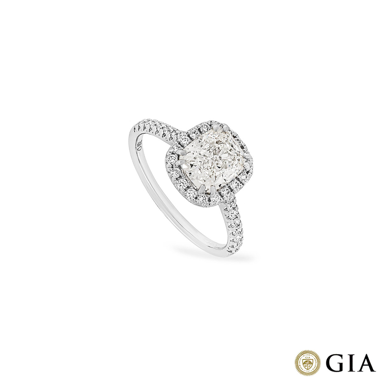 White Gold Cushion Cut Diamond Ring 1.81ct J/SI2